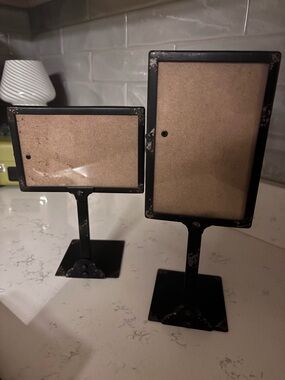 Set of 2 Distressed Black Metal 4'x6' Photo Frames